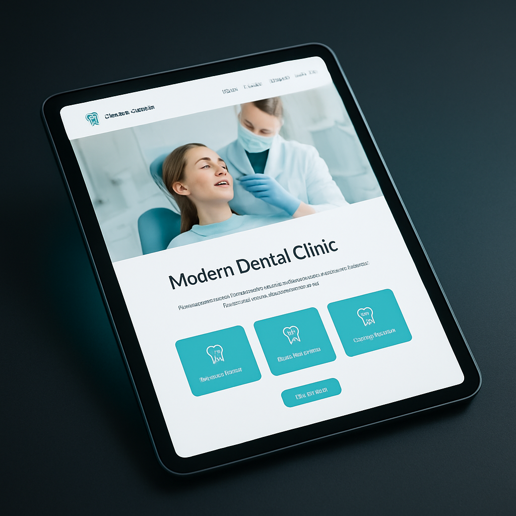 Web de clínica dental en una tablet