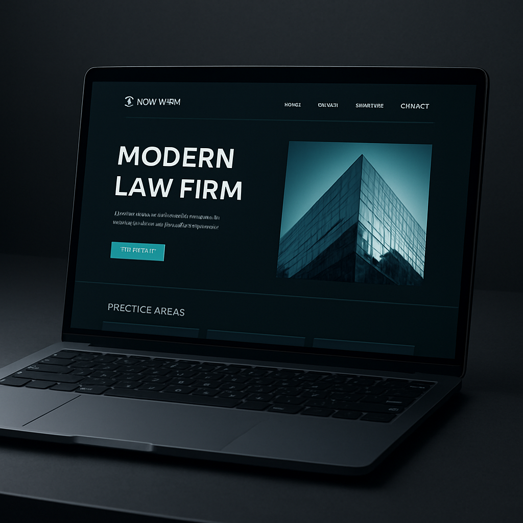Web de bufete de abogados en un portátil