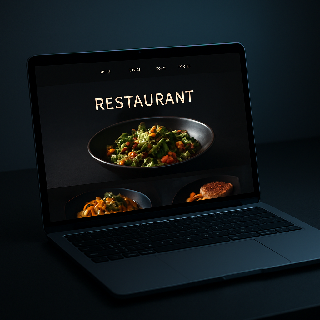 Web de restaurante en un portátil